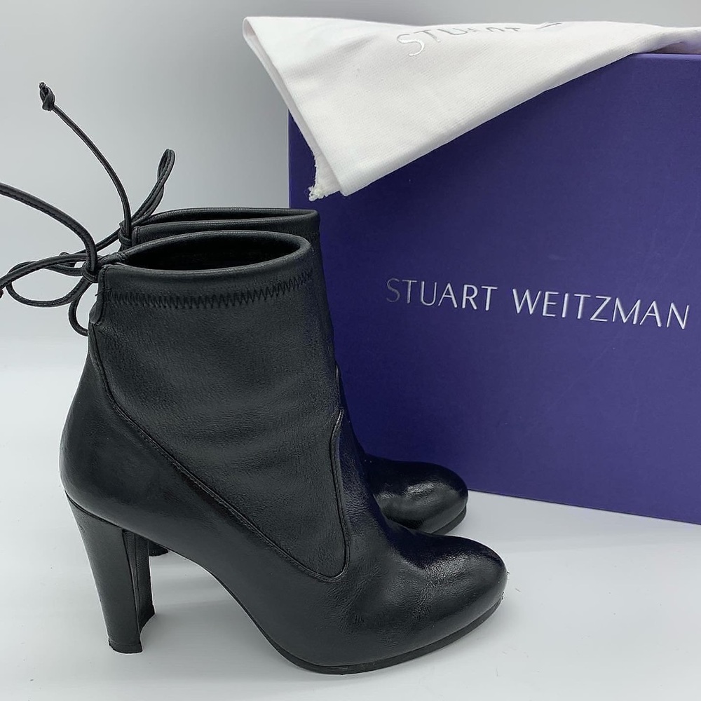 Authentic Stuart Weitzman Mittens black leather ankle boots